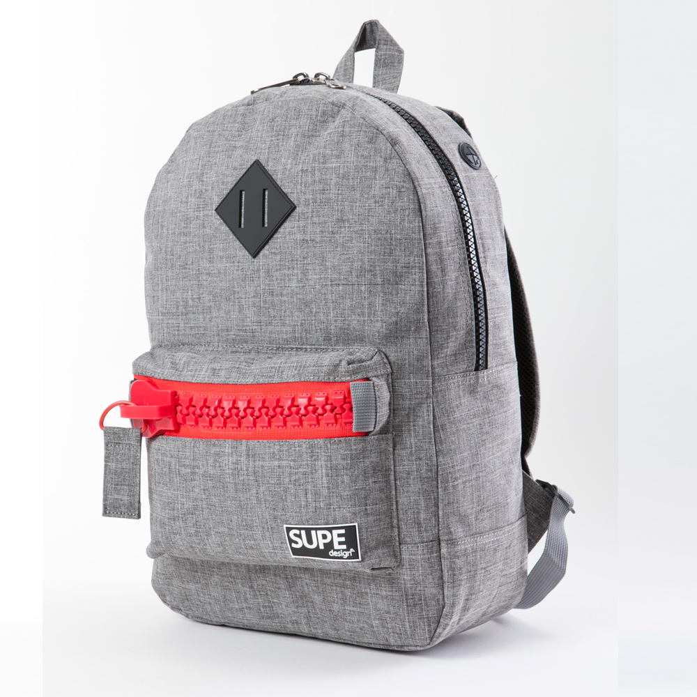 BASIC BACKPACK RED ZIP - 4 GREY