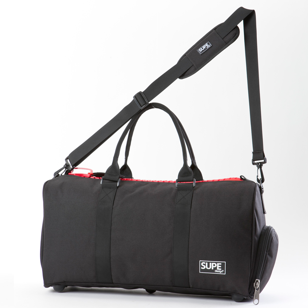 TRAVEL BAG MID SIZE - TRAVEL BLACK RED ZIP