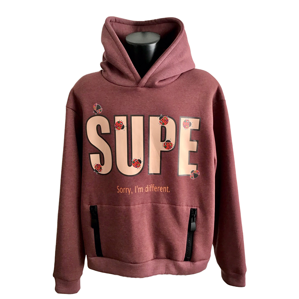 Oversize Cappuccio e coccinelle - HOODIE BORDEAUX